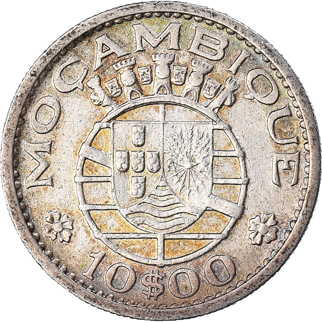 Coin, Mozambique, 10 Escudos, 1966, EF(40-45), Silver, KM:79a