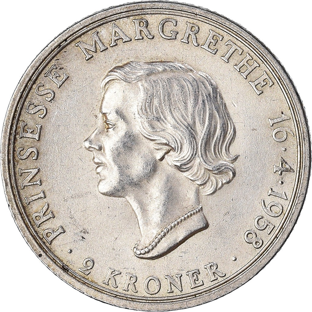 Coin, Denmark, Frederik IX, 2 Kroner, 1968, Copenhagen, EF(40-45), Silver