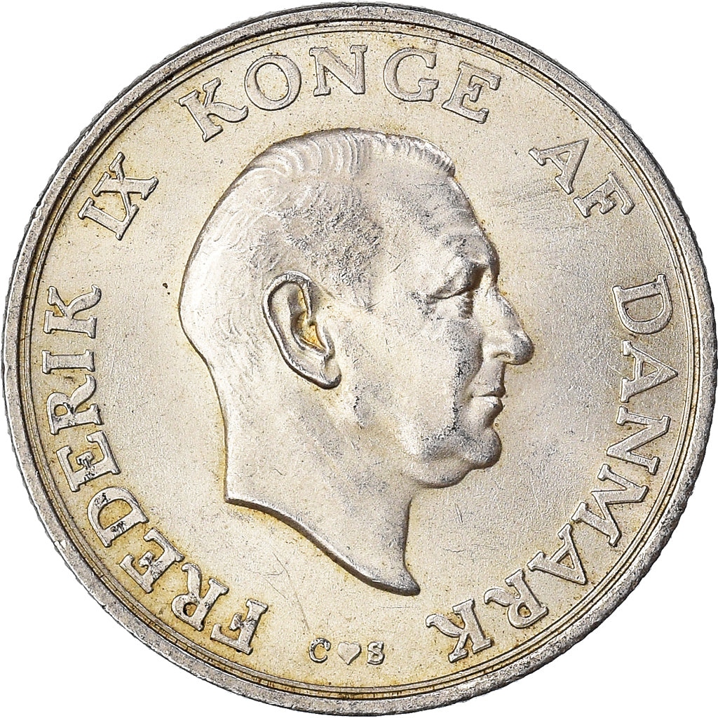 Coin, Denmark, Frederik IX, 2 Kroner, 1968, Copenhagen, EF(40-45), Silver