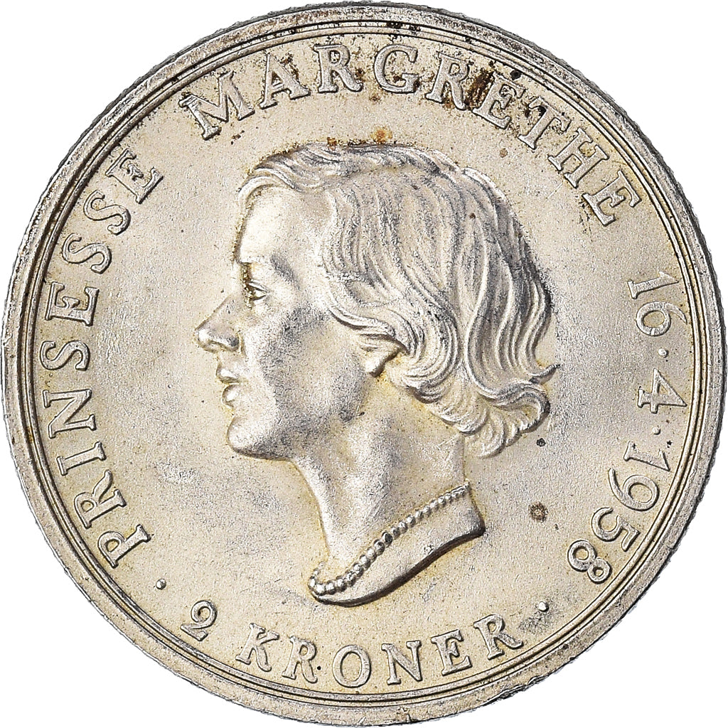 Coin, Denmark, Frederik IX, 2 Kroner, 1968, Copenhagen, EF(40-45), Silver