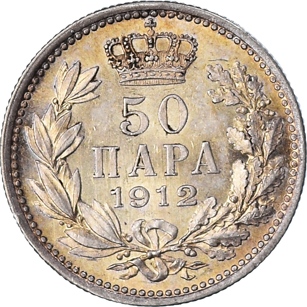 Coin, Serbia, Peter I, 50 Para, 1912, AU(55-58), Silver, KM:24.1