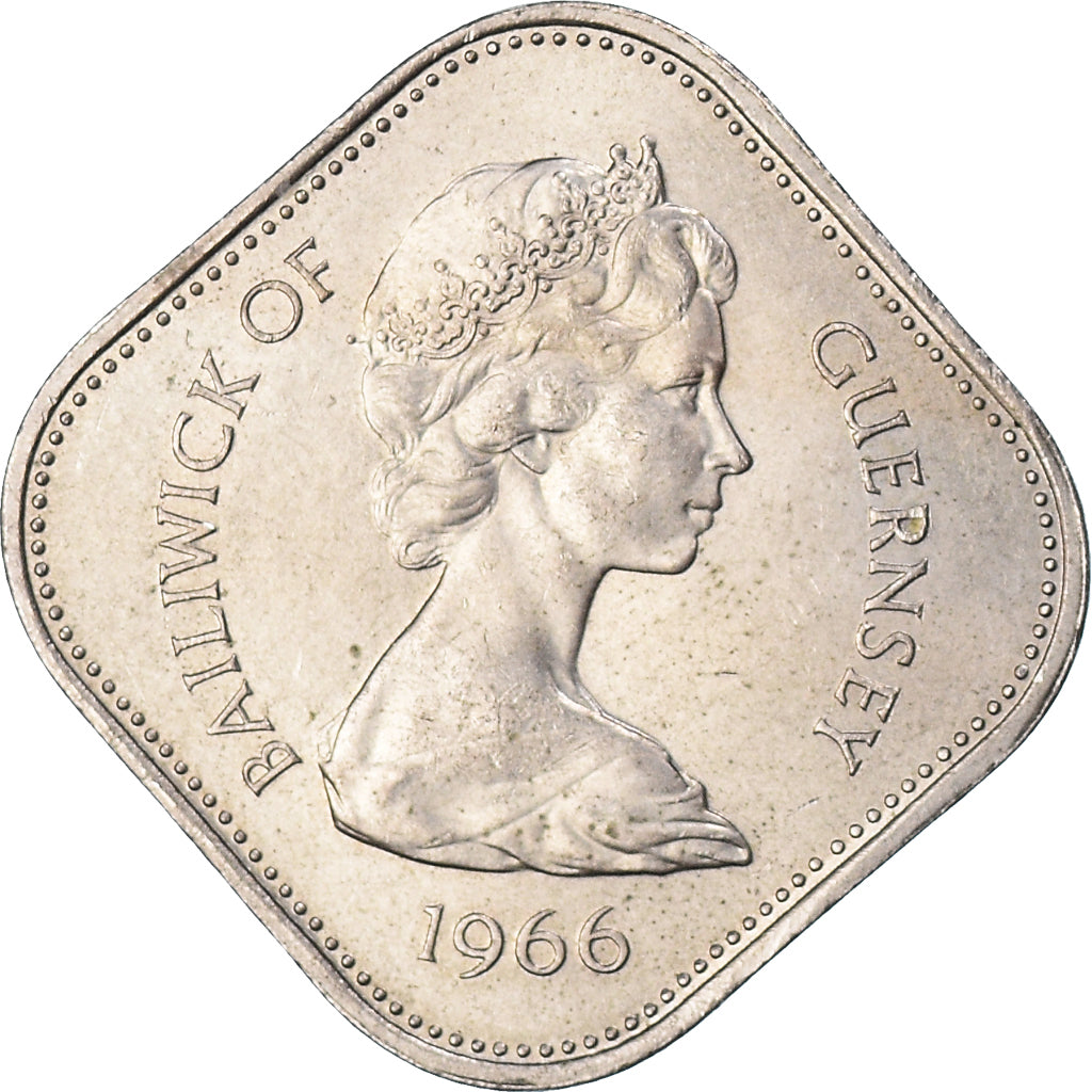 Moneta, Guernsey, Elizabeth II, 10 Shilling, 1966, BB, Rame-nichel, KM:19