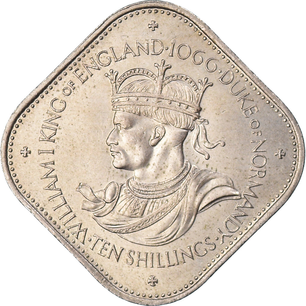 Moneta, Guernsey, Elizabeth II, 10 Shilling, 1966, BB, Rame-nichel, KM:19