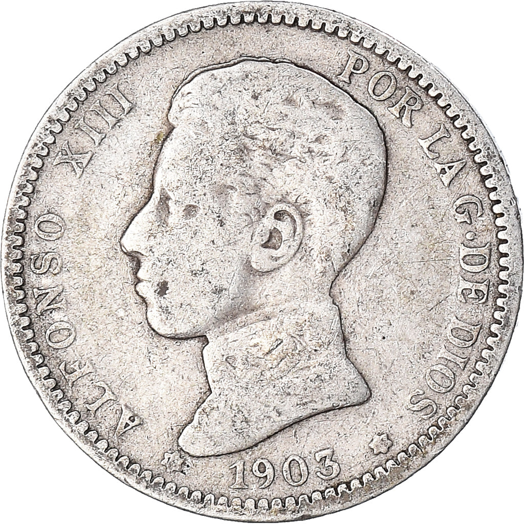Moneda, España, Alfonso XIII, Peseta, 1903, Madrid, BC, Plata, KM:721