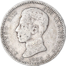 Moneda, España, Alfonso XIII, Peseta, 1903, Madrid, BC, Plata, KM:721