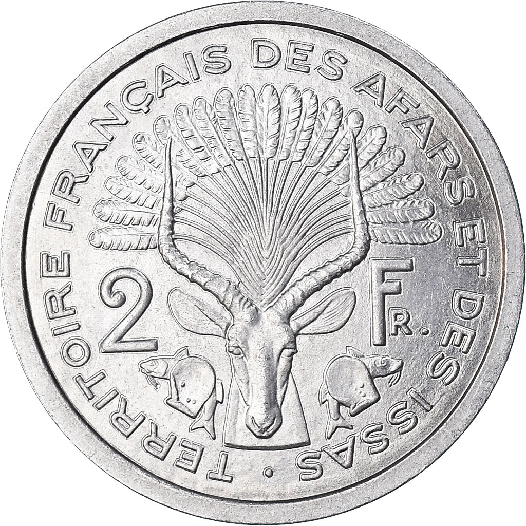 Moneta, FRANCUSKIE TERYTORIUM AFARÓW i ISÓW, 2 Francs, 1968, Paris, AU(55-58)