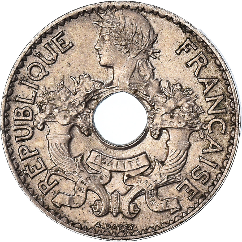 Moneta, FRANCUSKIE INDOCHINY, 5 Cents, 1924, Paris, AU(50-53), Miedź-Nikiel