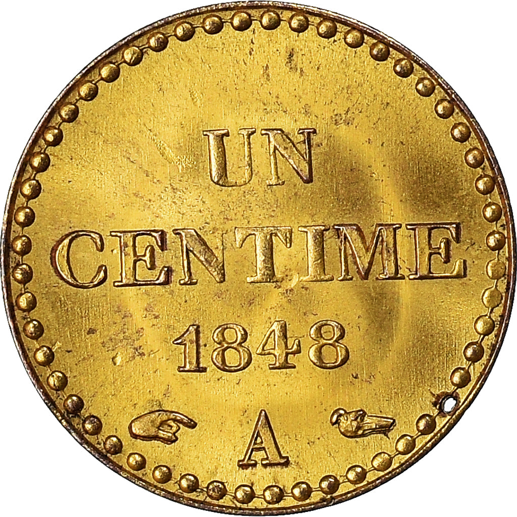 Moneta, Francia, Centime, 1848, Paris, Rare, SPL-, Cuivre jaune, KM:754