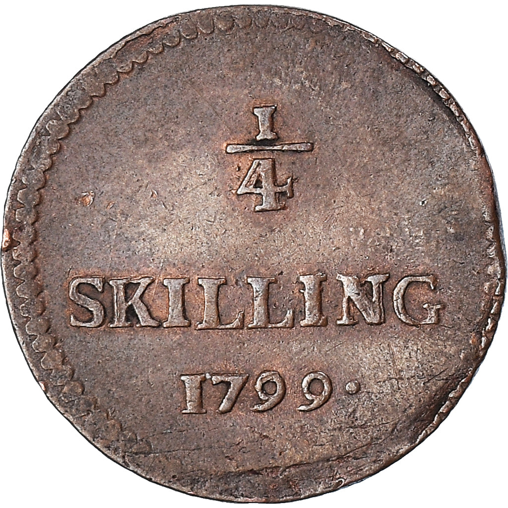 Coin, Sweden, Gustaf IV Adolf, 1/4 Skilling, 1799, EF(40-45), Copper, KM:548