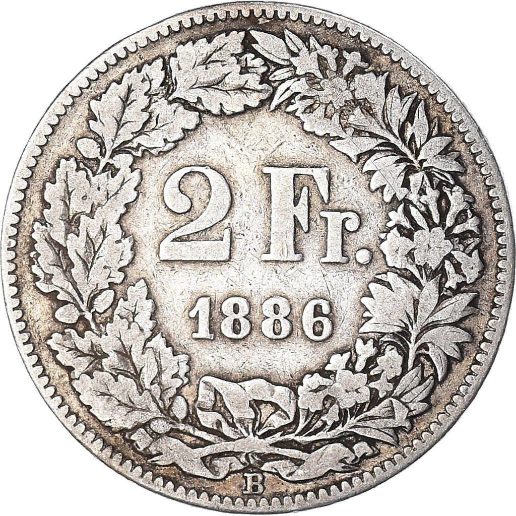 Moneta, Svizzera, 2 Francs, 1886, Bern, MB, Argento, KM:21