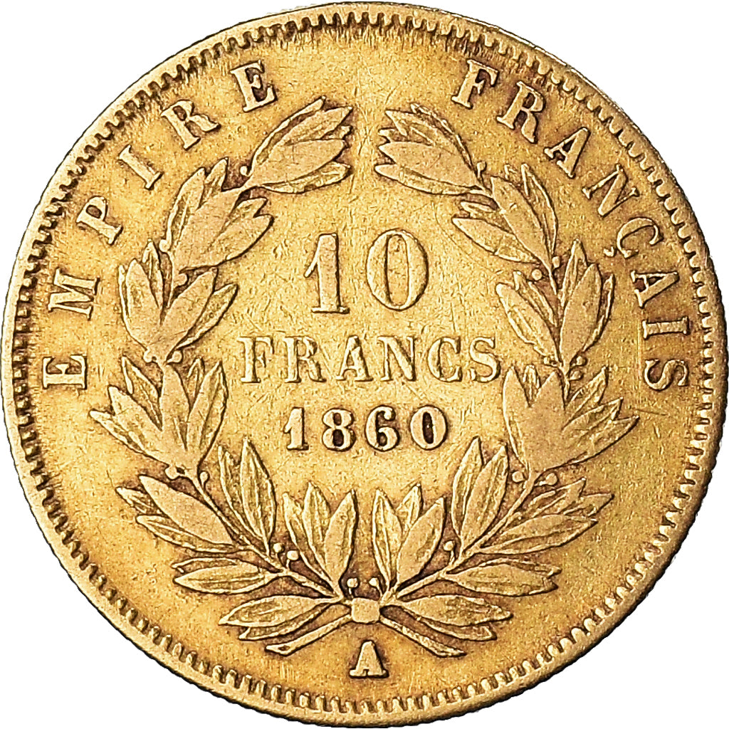 Coin, France, Napoleon III, 10 Francs, 1860, Paris, VF(30-35), Gold, KM:784.3