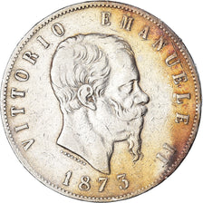 Coin, Italy, Vittorio Emanuele II, 5 Lire, 1873, Milan, EF(40-45), Silver