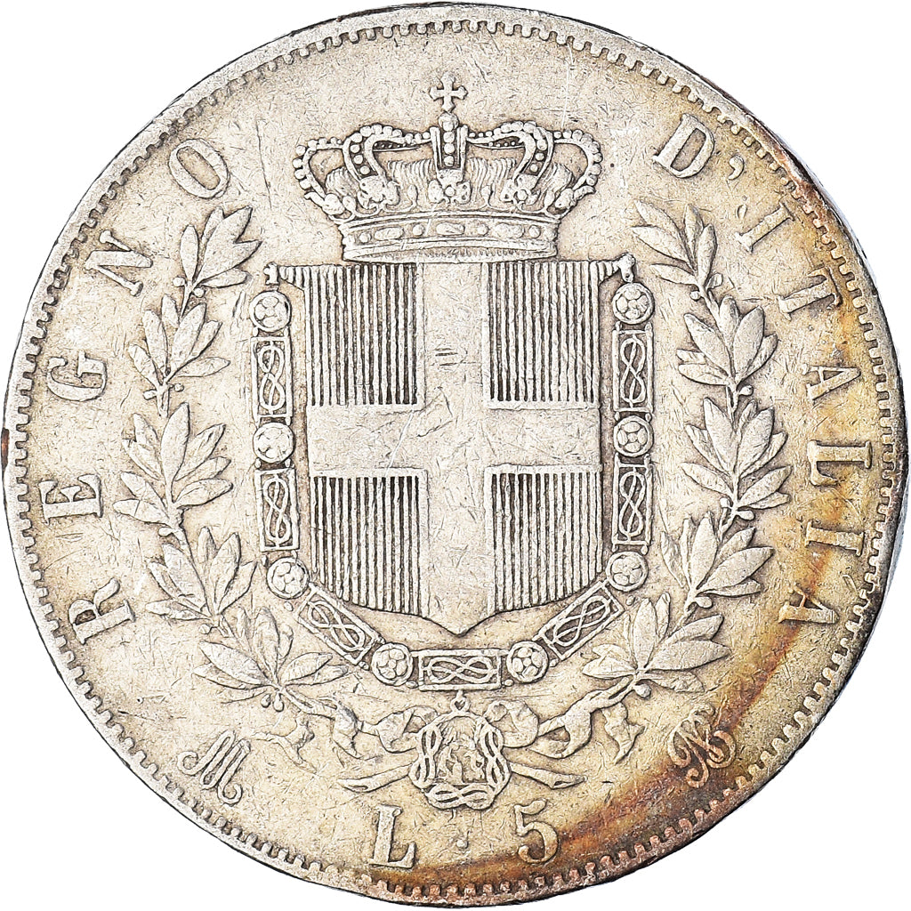 Coin, Italy, Vittorio Emanuele II, 5 Lire, 1873, Milan, EF(40-45), Silver