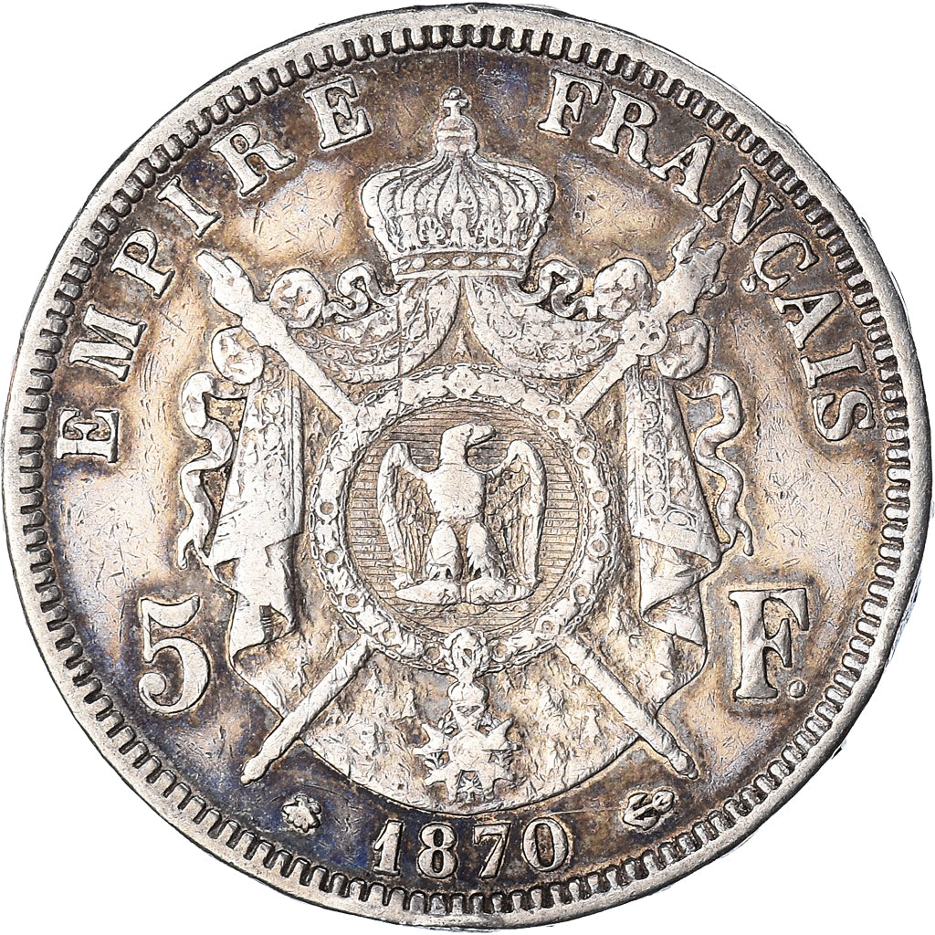 Coin, France, Napoleon III, 5 Francs, 1870, Paris, VF(30-35), Silver