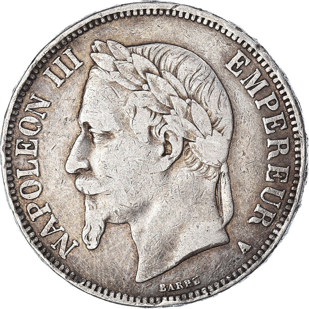 Moneta, Francia, Napoleon III, 5 Francs, 1869, Paris, MB+, Argento, KM:799.1