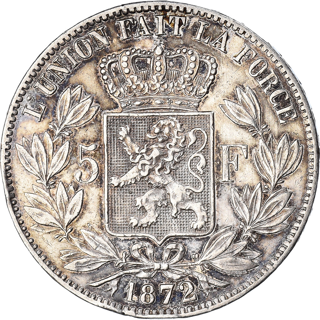 Coin, Belgium, Leopold II, 5 Francs, 5 Frank, 1872, EF(40-45), Silver, KM:24