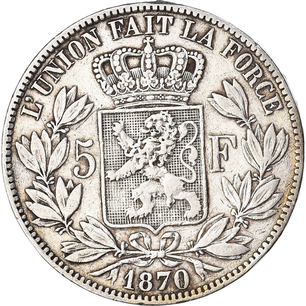 Coin, Belgium, Leopold II, 5 Francs, 5 Frank, 1870, VF(30-35), Silver, KM:24