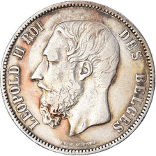 Münze, Belgien, Leopold II, 5 Francs, 5 Frank, 1869, S+, Silber, KM:24