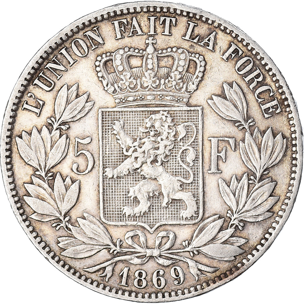 Münze, Belgien, Leopold II, 5 Francs, 5 Frank, 1869, S+, Silber, KM:24