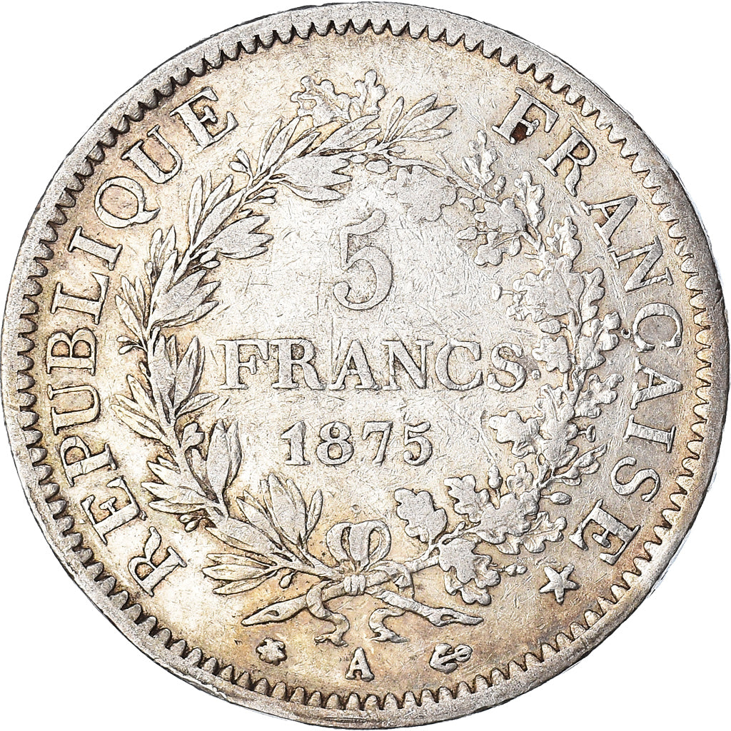 Moeda, França, Hercule, 5 Francs, 1875, Paris, EF(40-45), Prata, KM:820.1