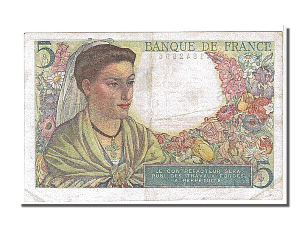France, 5 Francs, 5 F 1943-1947 ''Berger'', 1945, KM #98a, 1945-04-05,...