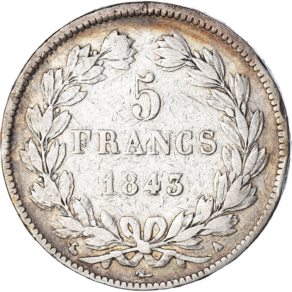 Coin, France, Louis-Philippe, 5 Francs, 1843, Paris, VF(20-25), Silver