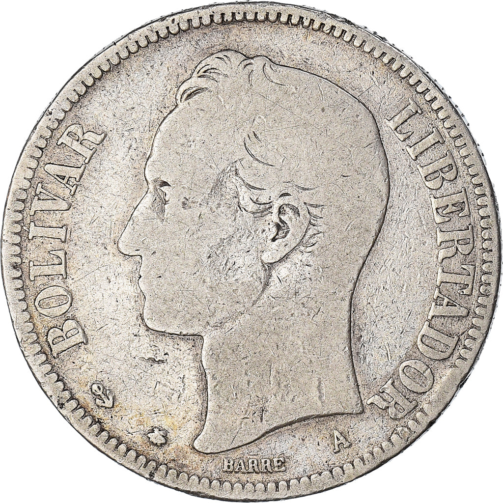 Monnaie, Venezuela, Venezolano, 1876, Paris, TB, Argent, KM:16