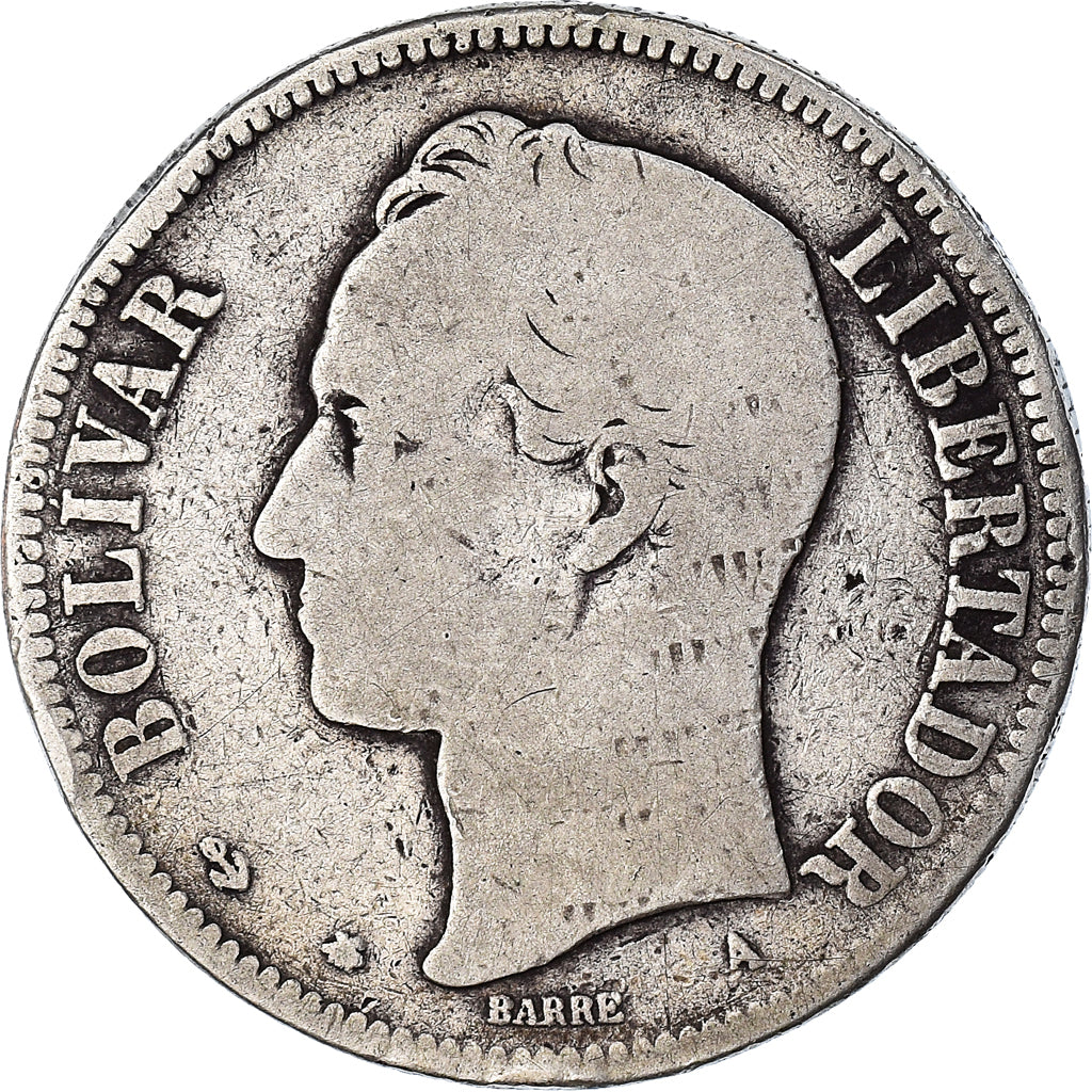 Monnaie, Venezuela, Venezolano, 1876, Paris, B+, Argent, KM:16