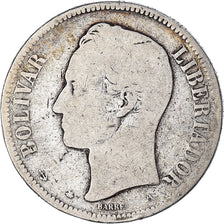 Monnaie, Venezuela, Venezolano, 1876, Paris, B+, Argent, KM:16