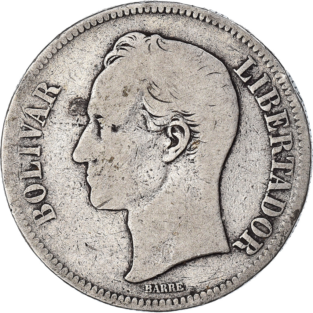 Monnaie, Venezuela, Gram 25, 5 Bolivares, 1886, TB, Argent, KM:24.1