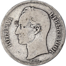 Monnaie, Venezuela, Gram 25, 5 Bolivares, 1886, TB, Argent, KM:24.1