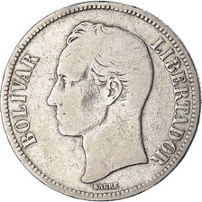 Moneta, Venezuela, Gram 25, 5 Bolivares, 1886, MB, Argento, KM:24.1