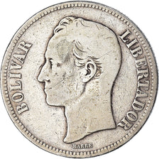 Coin, Venezuela, Gram 25, 5 Bolivares, 1887, VF(20-25), Silver, KM:24.1