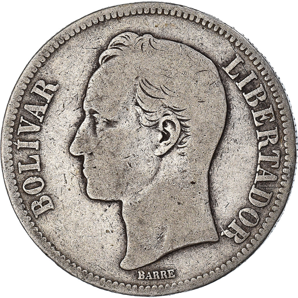 Monnaie, Venezuela, Gram 25, 5 Bolivares, 1888, TB, Argent, KM:24.1