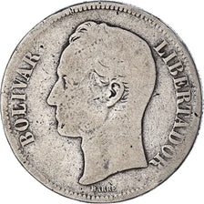 Moneta, Venezuela, Gram 25, 5 Bolivares, 1888, B+, Argento, KM:24.1