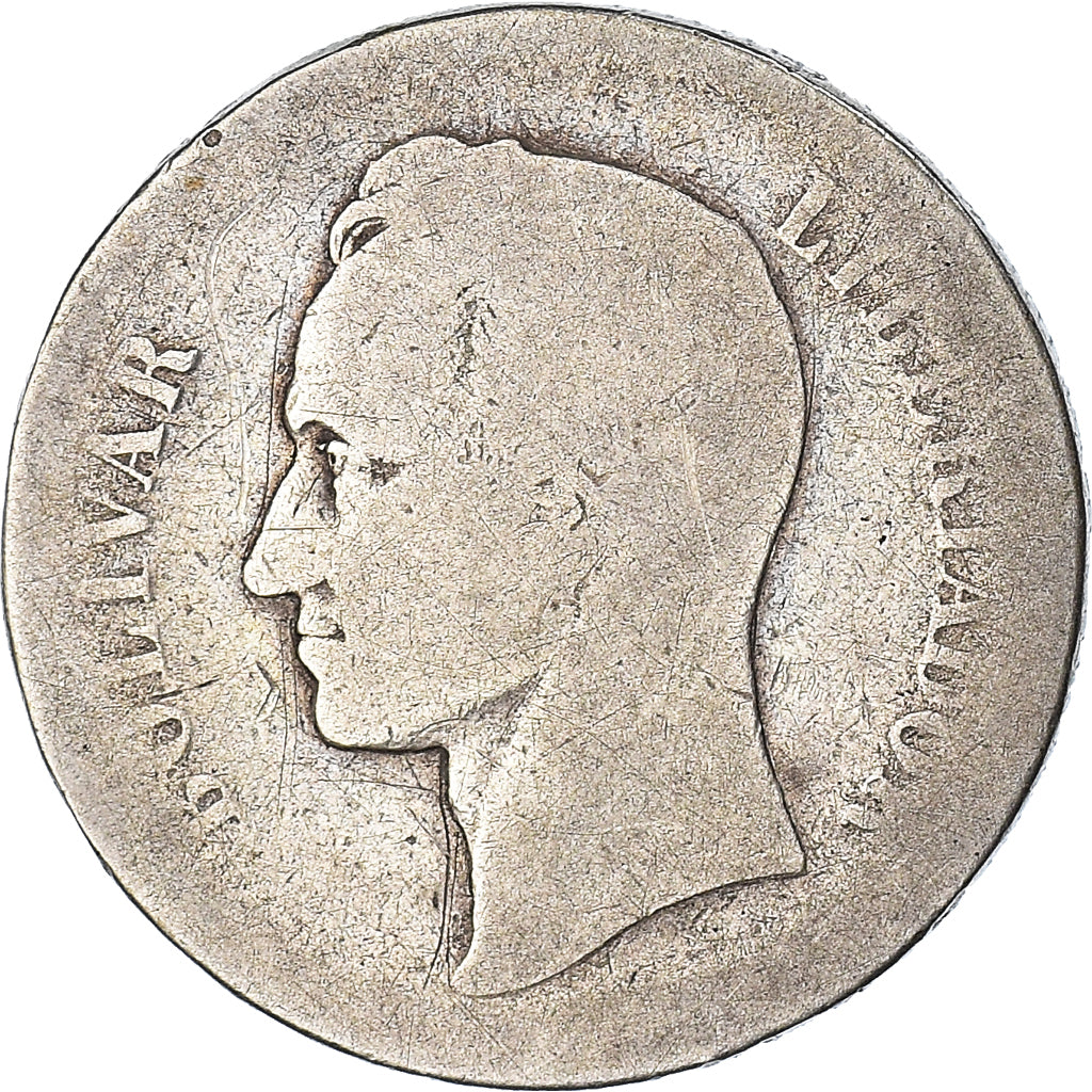Moneta, Venezuela, Gram 10, 2 Bolivares, 1894, B, Argento, KM:23