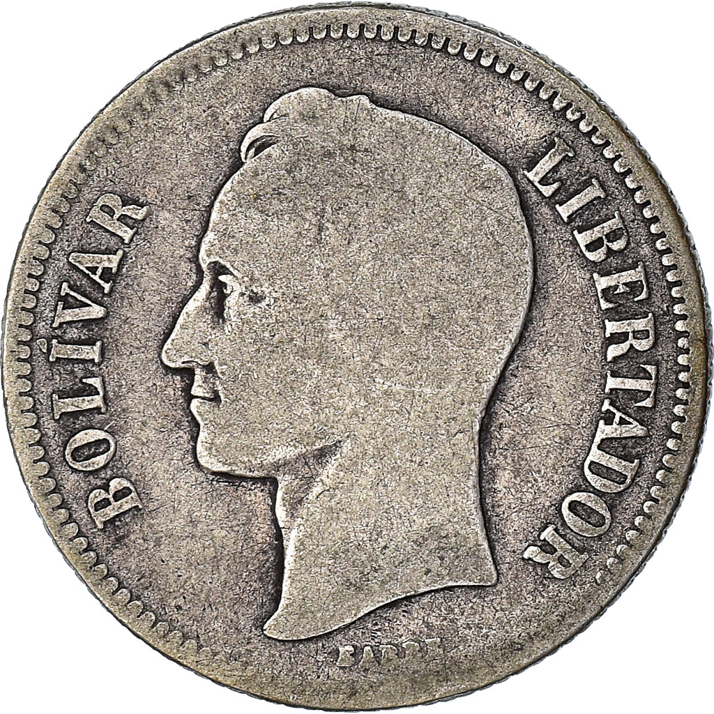 Moneta, Venezuela, Gram 10, 2 Bolivares, 1902, MB, Argento, KM:23