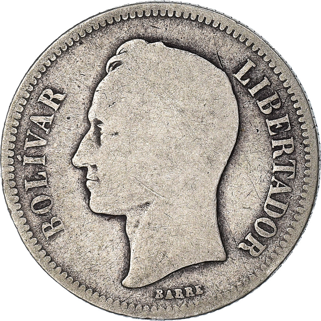 Coin, Venezuela, Gram 10, 2 Bolivares, 1902, F(12-15), Silver, KM:23