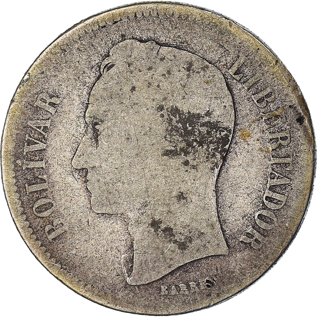 Coin, Venezuela, Gram 10, 2 Bolivares, 1903, VG(8-10), Silver, KM:23