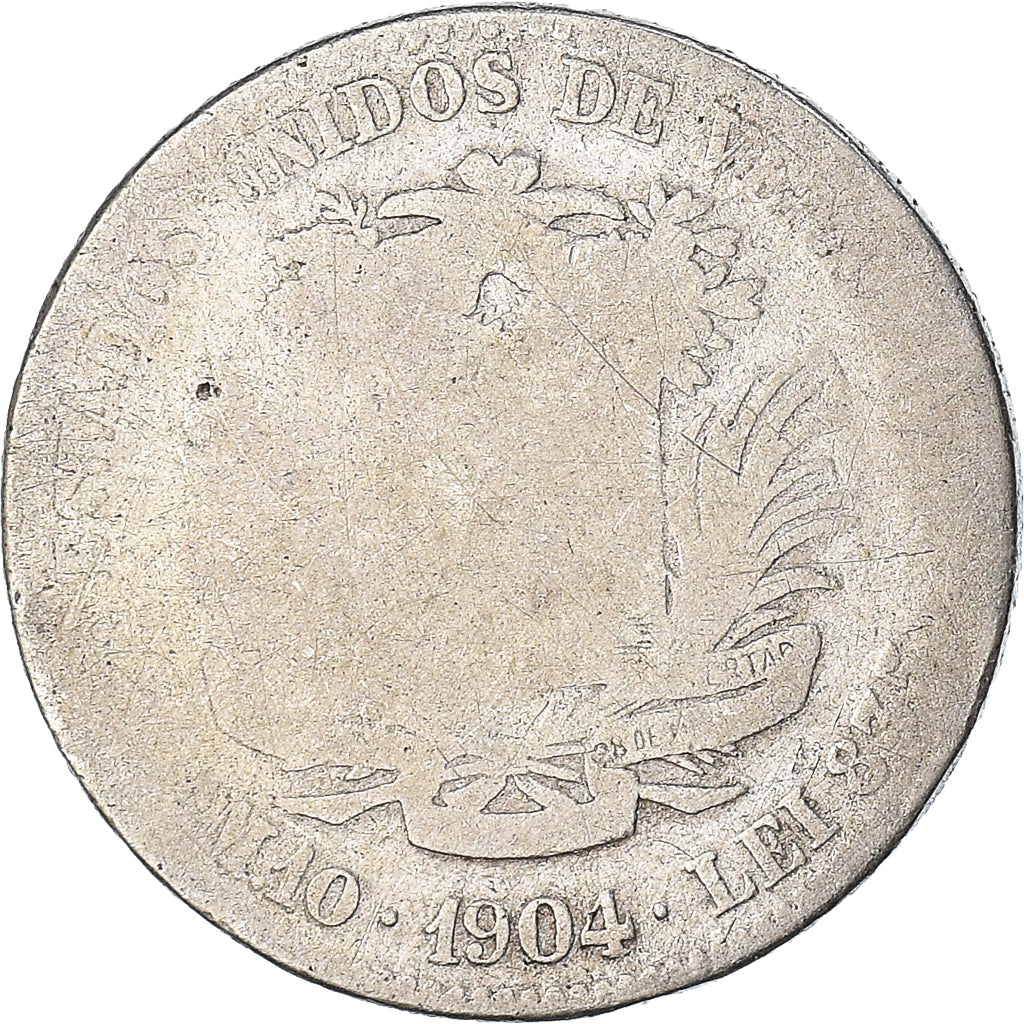 Monnaie, Venezuela, Gram 10, 2 Bolivares, 1904, B, Argent, KM:23