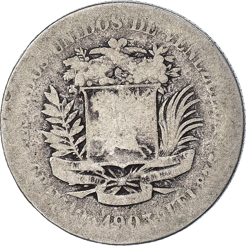 Moneta, Venezuela, Gram 10, 2 Bolivares, 1903, B, Argento, KM:23