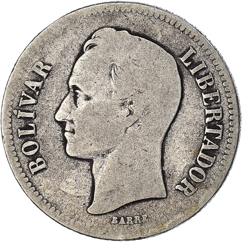 Moneta, Venezuela, Gram 10, 2 Bolivares, 1903, MB, Argento, KM:23