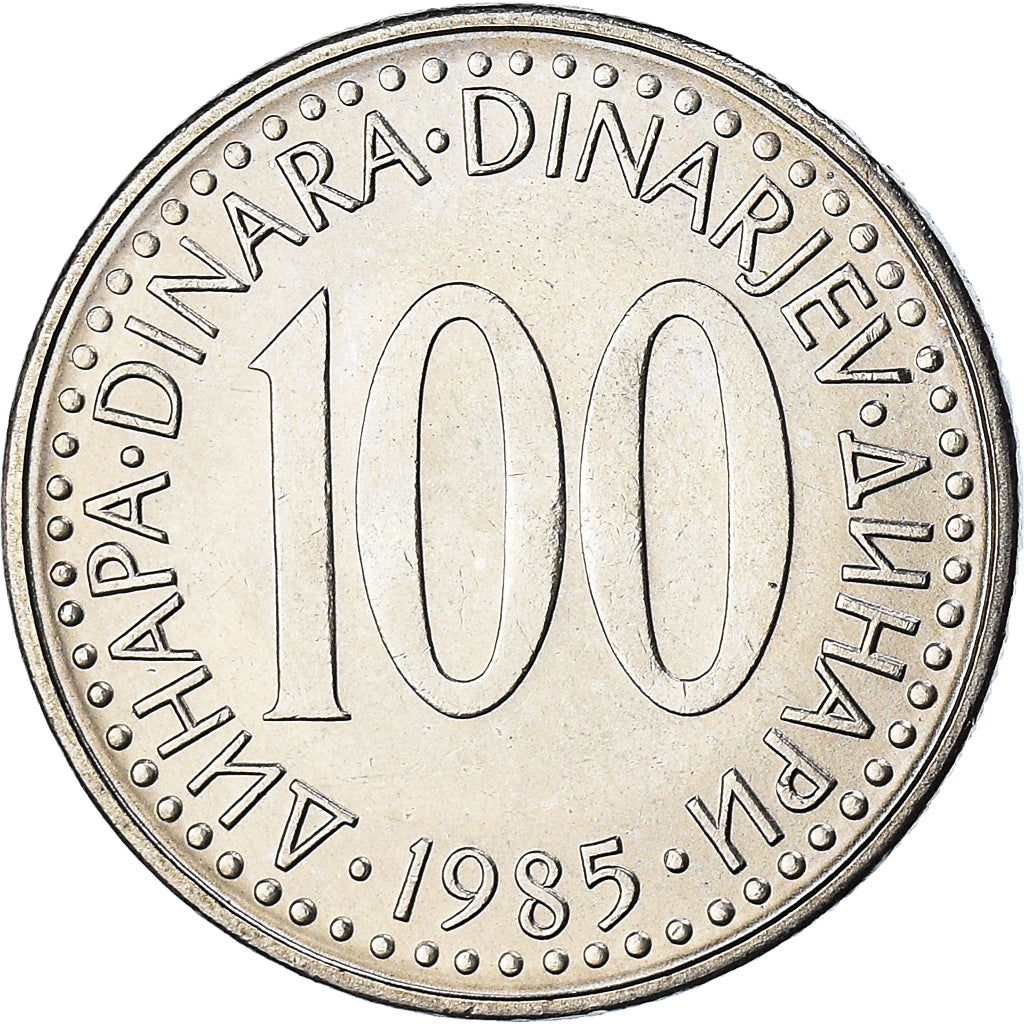 Coin, Yugoslavia, 100 Dinara, 1985, AU(55-58), Copper-Nickel-Zinc, KM:114