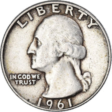 Moneta, USA, Washington, Quarter, 1961, Denver, EF(40-45), Srebro, KM:164