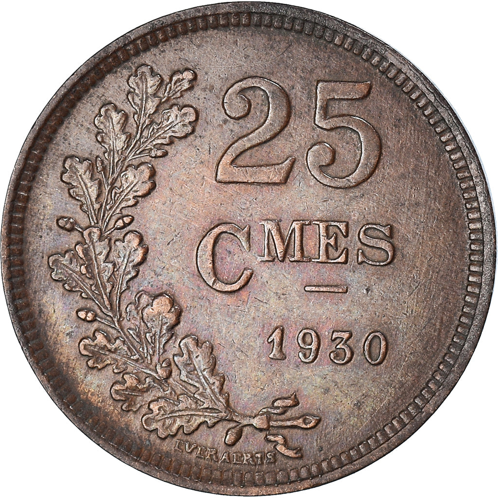 Coin, Luxembourg, Charlotte, 25 Centimes, 1930, AU(50-53), Bronze, KM:42