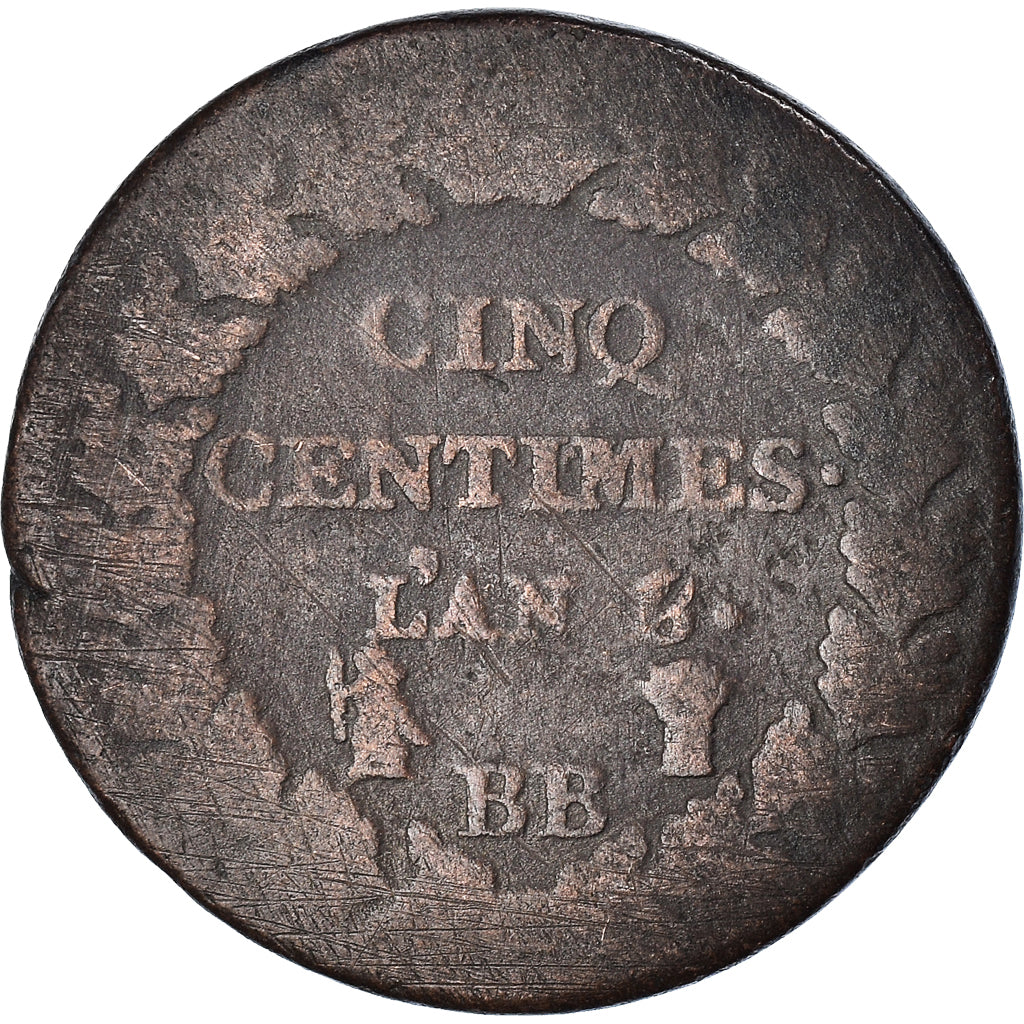 Coin, France, Dupré, 5 Centimes, AN 8 (1799-1800), Strasbourg, VG(8-10)