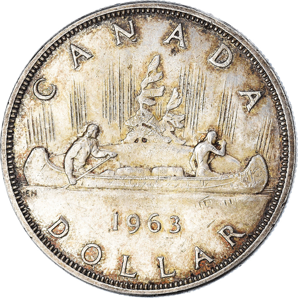 Moneda, Canadá, Dollar, 1963, Ottawa, MBC, Plata, KM:54