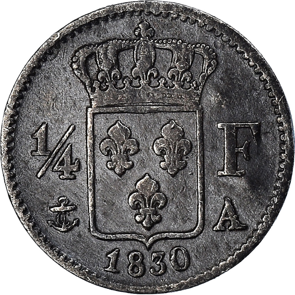 Moneda, Francia, Charles X, 1/4 Franc, 1830, Paris, BC+, Plata, KM:722.1