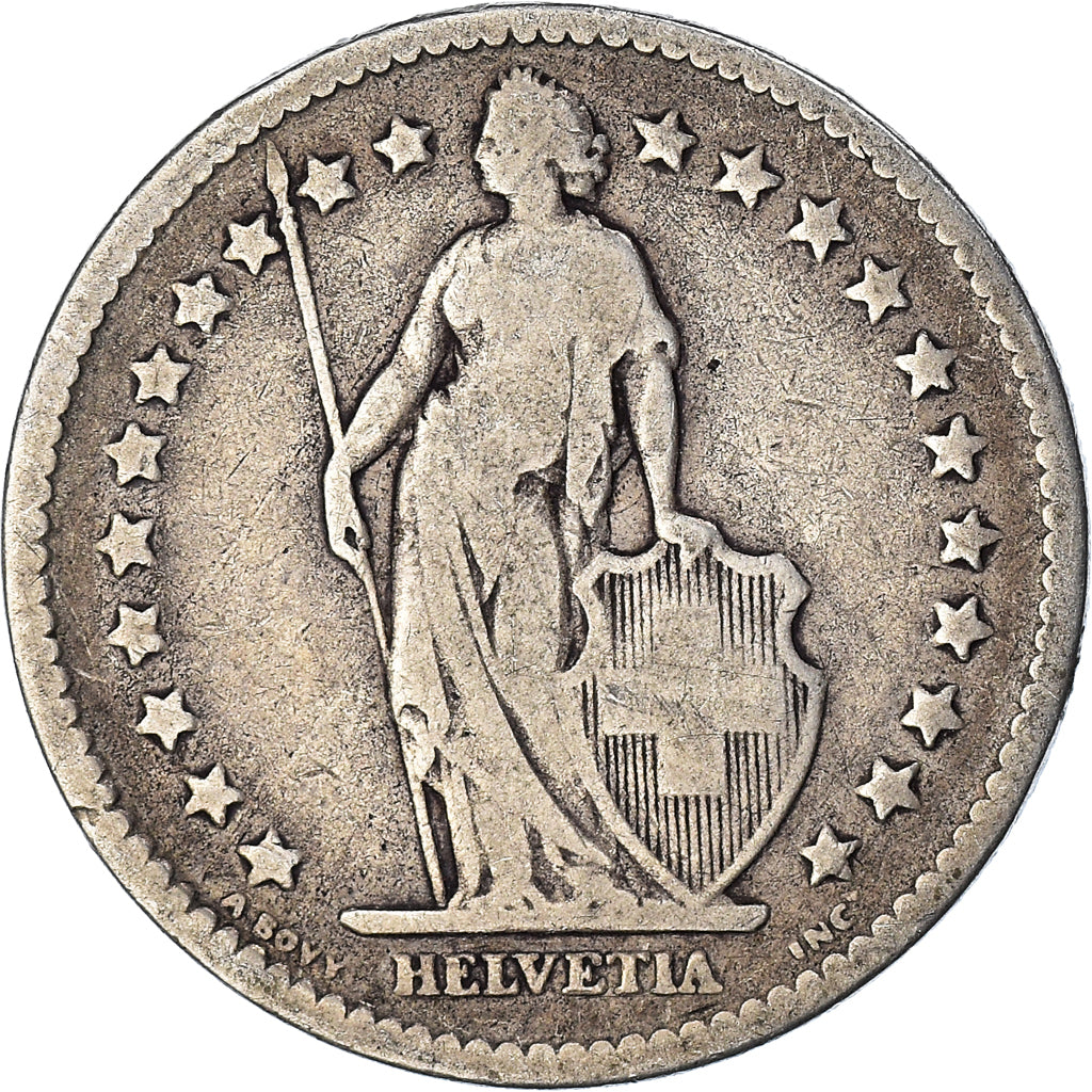 Coin, Switzerland, 2 Francs, 1874, Bern, VF(30-35), Silver, KM:21