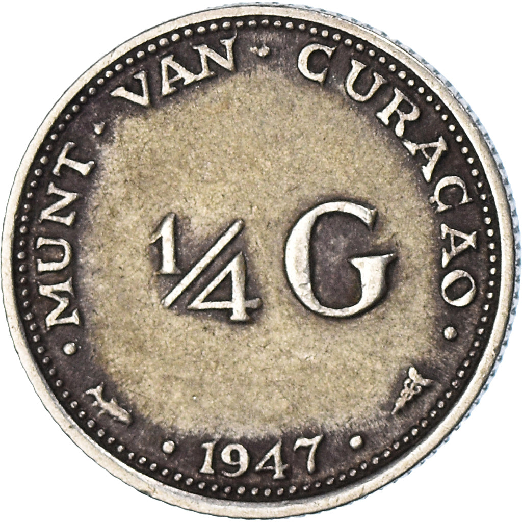 Coin, Curacao, 1/4 Gulden, 1947, Denver, AU(50-53), Silver, KM:44